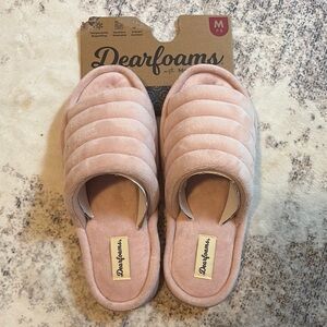 Dearfoams Pink Quilted Slippers Cozy Mule Style